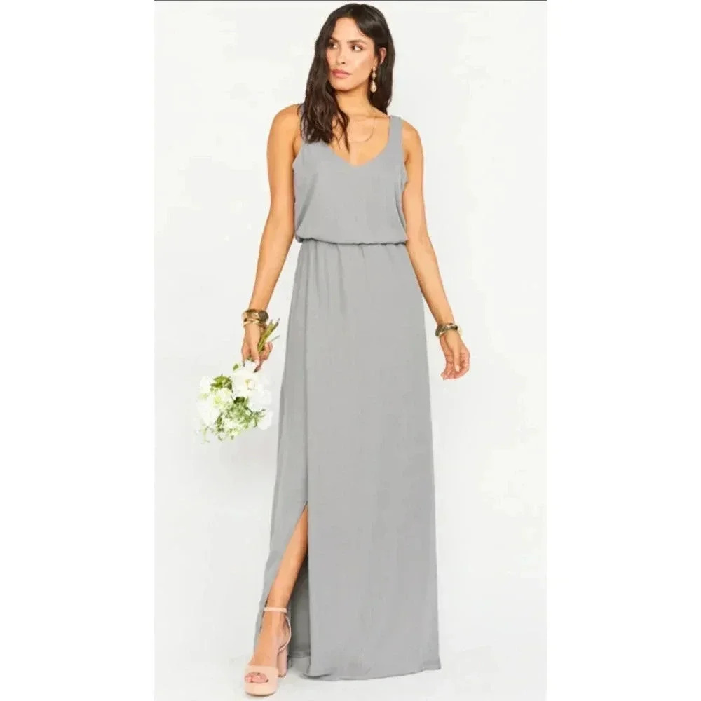 SHOW ME YOUR MUMU - Kendall Maxi Dress Soft Charcoal Crisp - Small - NWT